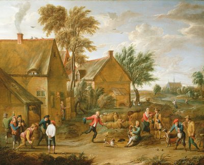 A Game of Bowls by a Tavern by Alexander van Bredael
